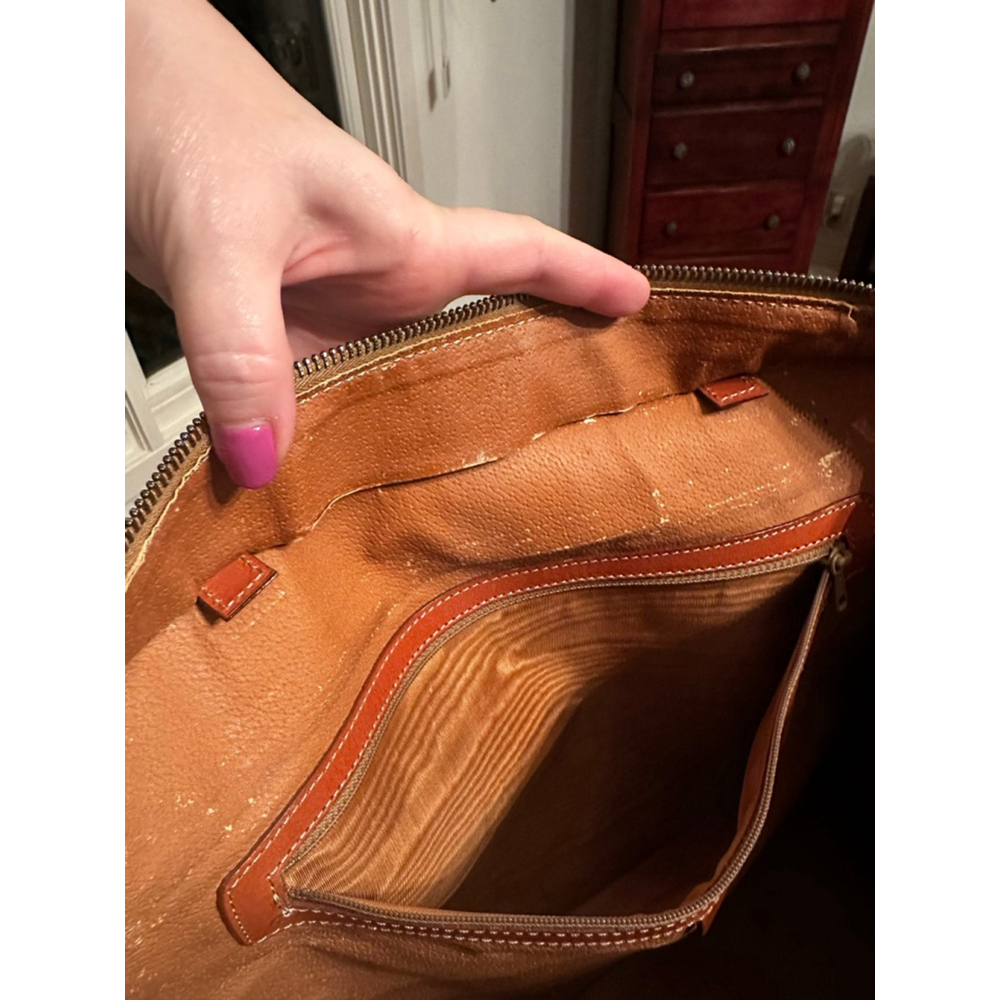 Celine Brown Macadam Monogram Orange Stripe Tote Bag - Picture 14 of 16